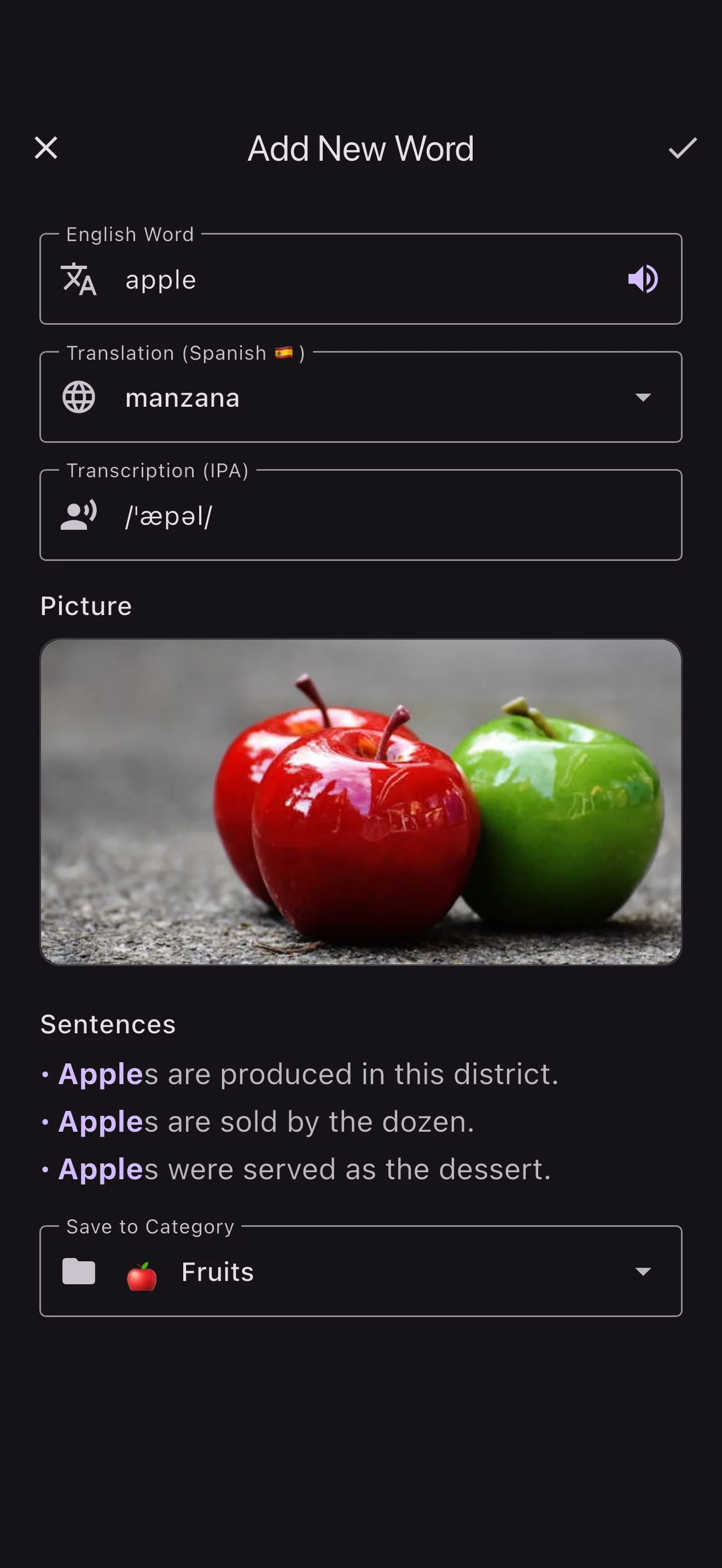LexiMory — Add a word with image, audio, and translation